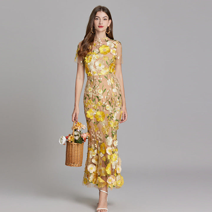 Larissa | Elegant Sheer Mesh Wedding Guest Cocktail Dress