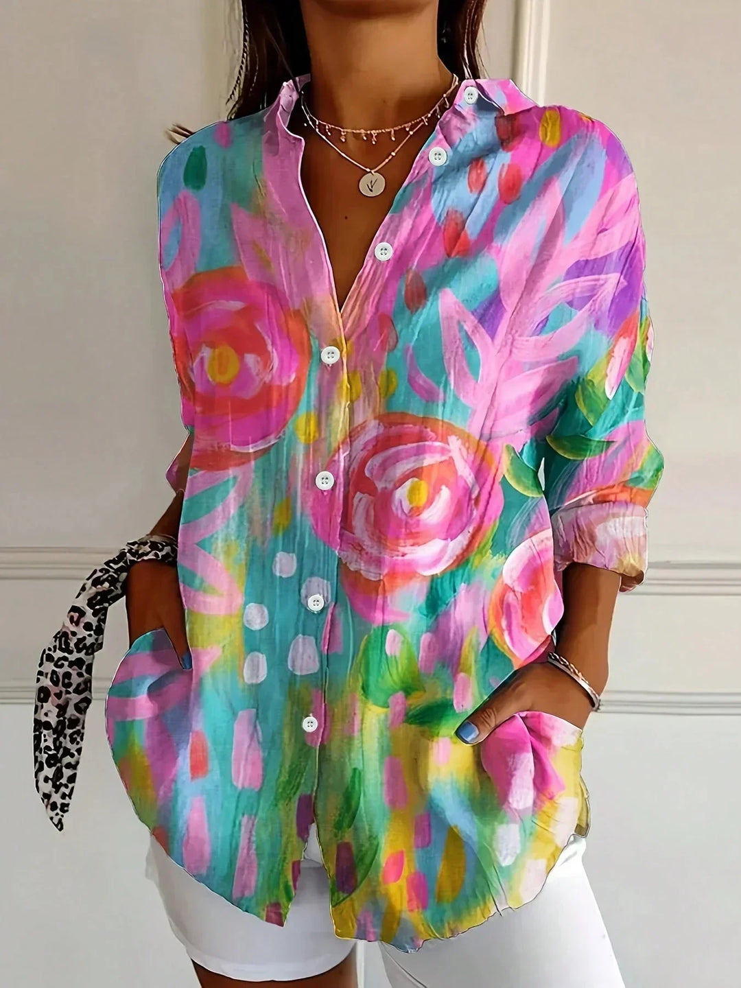 Women's Floral Button Up Blouse