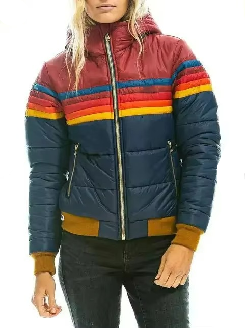 Sienna | Retro Stripe Hooded Puffer Jacket