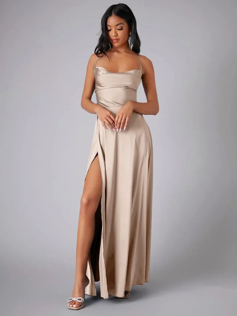 Bella | Satin Split Evening Maxi Dress