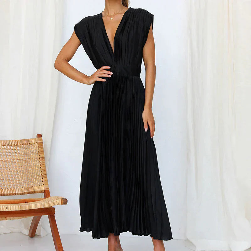 Eliana | Flowing Pleated Occasion Midi Dress