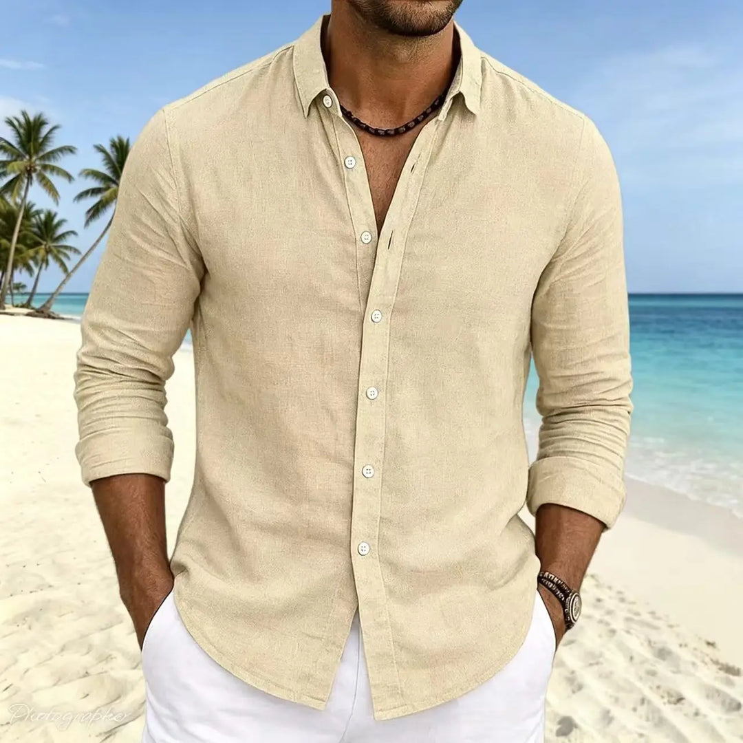 Men's Linen Long-Sleeve Resort Shirt