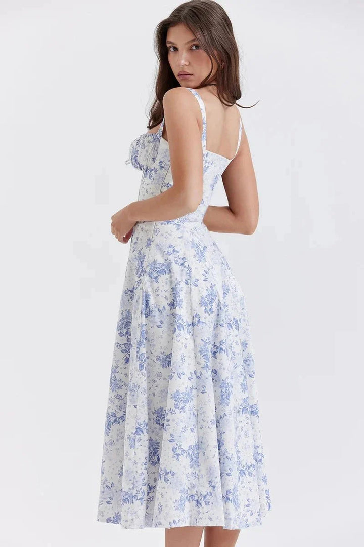 Sweetheart Neck Floral Midi Dress
