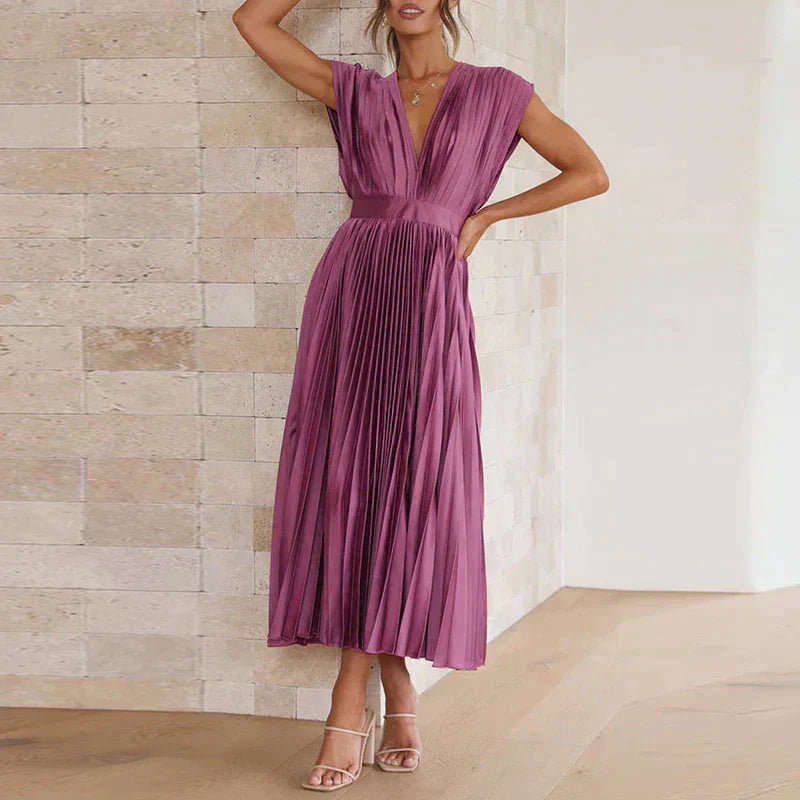 Eliana | Flowing Pleated Occasion Midi Dress