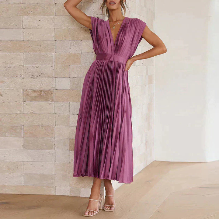 Eliana | Flowing Pleated Occasion Midi Dress