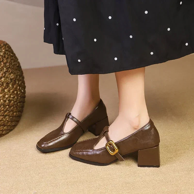 Womens Block Heel Mary Janes