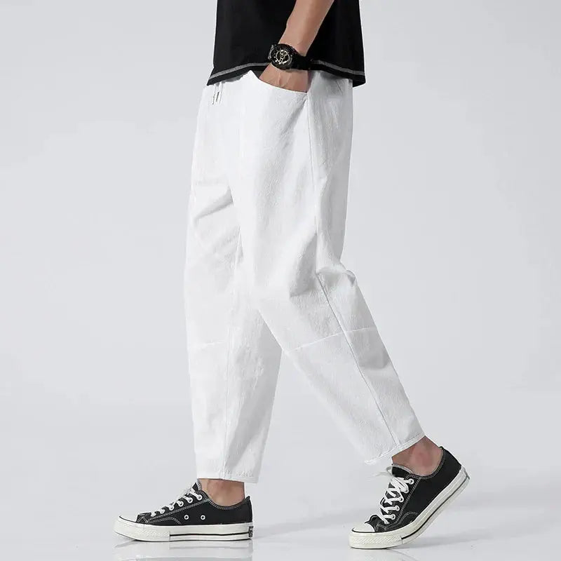 Men's Cropped Drawstring Harem Pants
