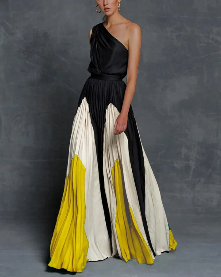 Celeste | One Shoulder Pleated Evening Maxi Dress