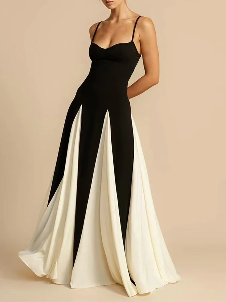 Women's Wedding Guest Maxi Dress with Contrast Panels