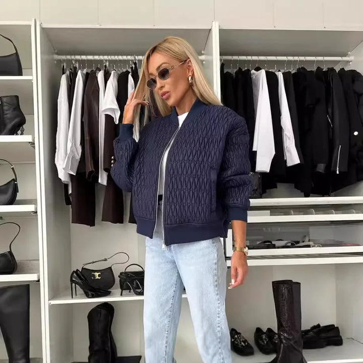 Sophie | Textured Quilted Bomber Jacket