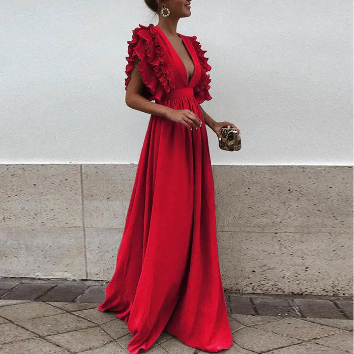 Victoria | Ruffle Sleeve Evening Maxi Dress