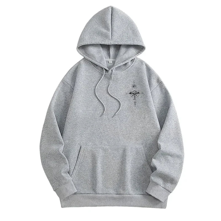 Men's Fleece Compass Graphic Print Pullover Hoodie