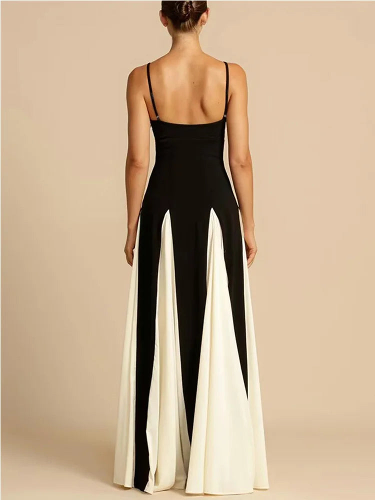 Women's Wedding Guest Maxi Dress with Contrast Panels