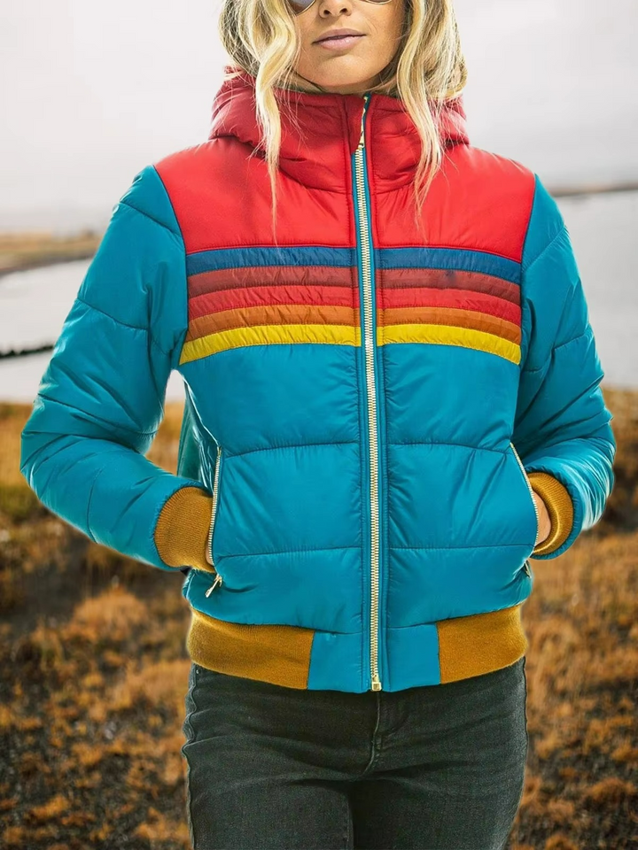 Sienna | Retro Stripe Hooded Puffer Jacket