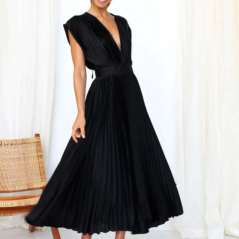 Eliana | Flowing Pleated Occasion Midi Dress