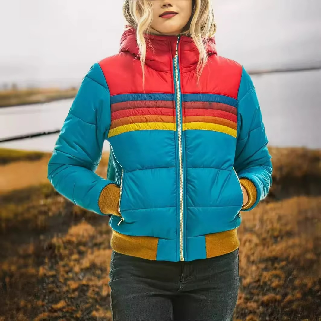 Sienna | Retro Stripe Hooded Puffer Jacket