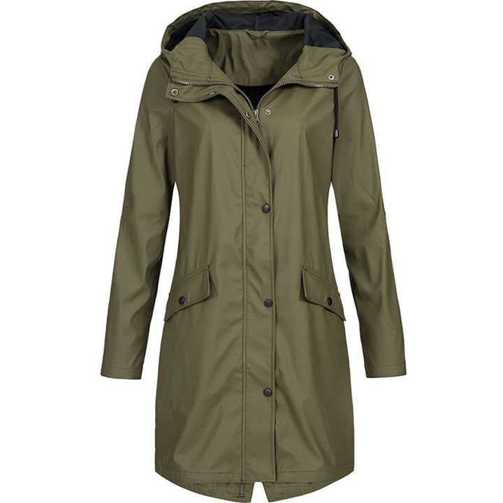 Women's Waterproof Hooded Longline Rain Jacket