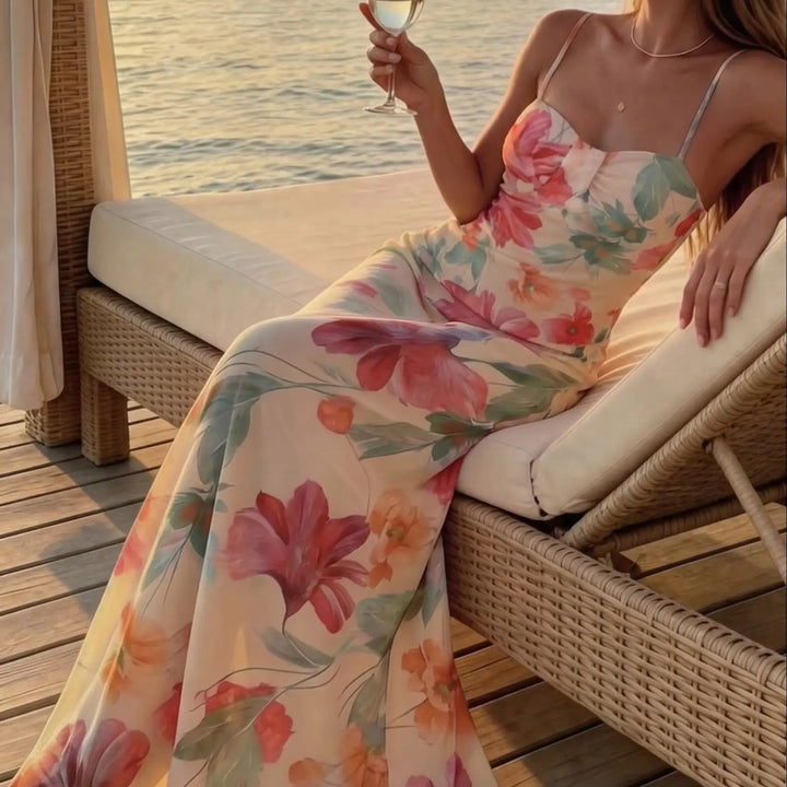 Women's Floral Maxi Dress with Spaghetti Straps