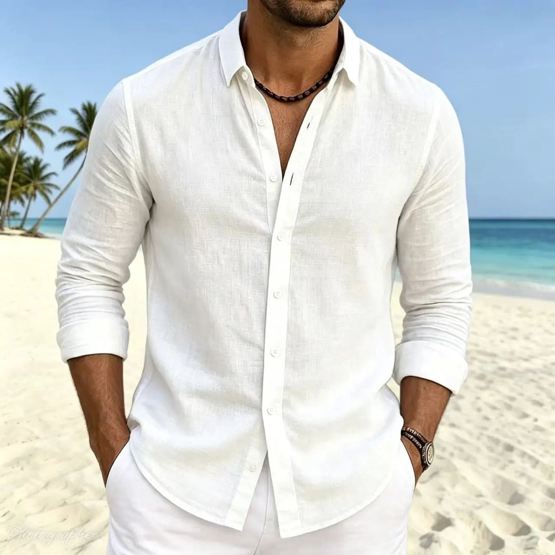 Men's Linen Long-Sleeve Resort Shirt