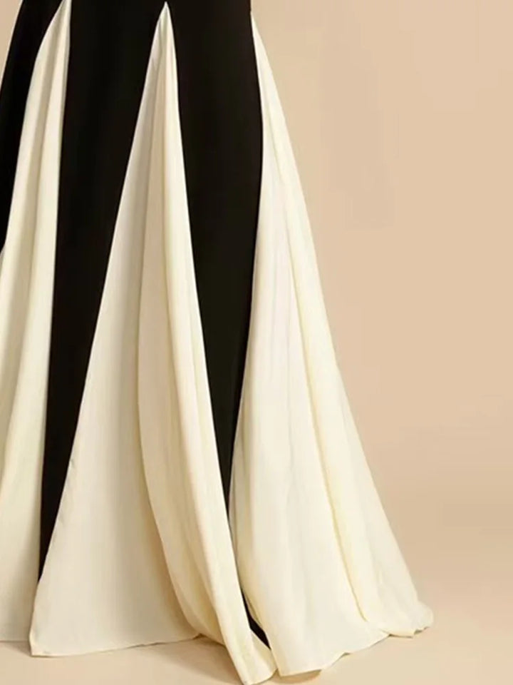 Women's Wedding Guest Maxi Dress with Contrast Panels