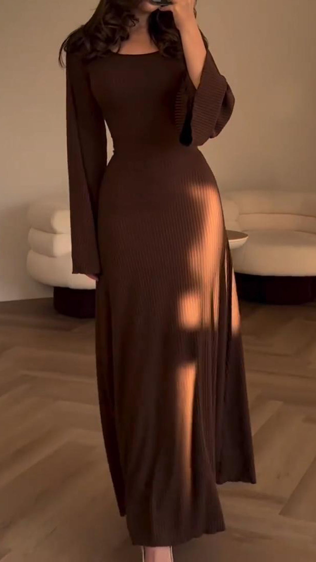 Sophia | Ribbed Long Sleeve Maxi Dress