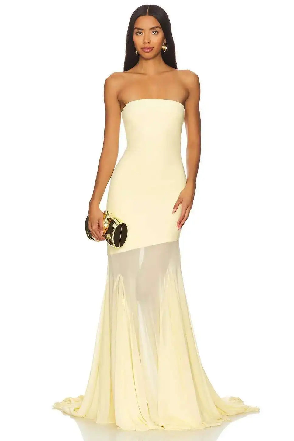 Alessia | Strapless Sheer Evening Maxi Dress