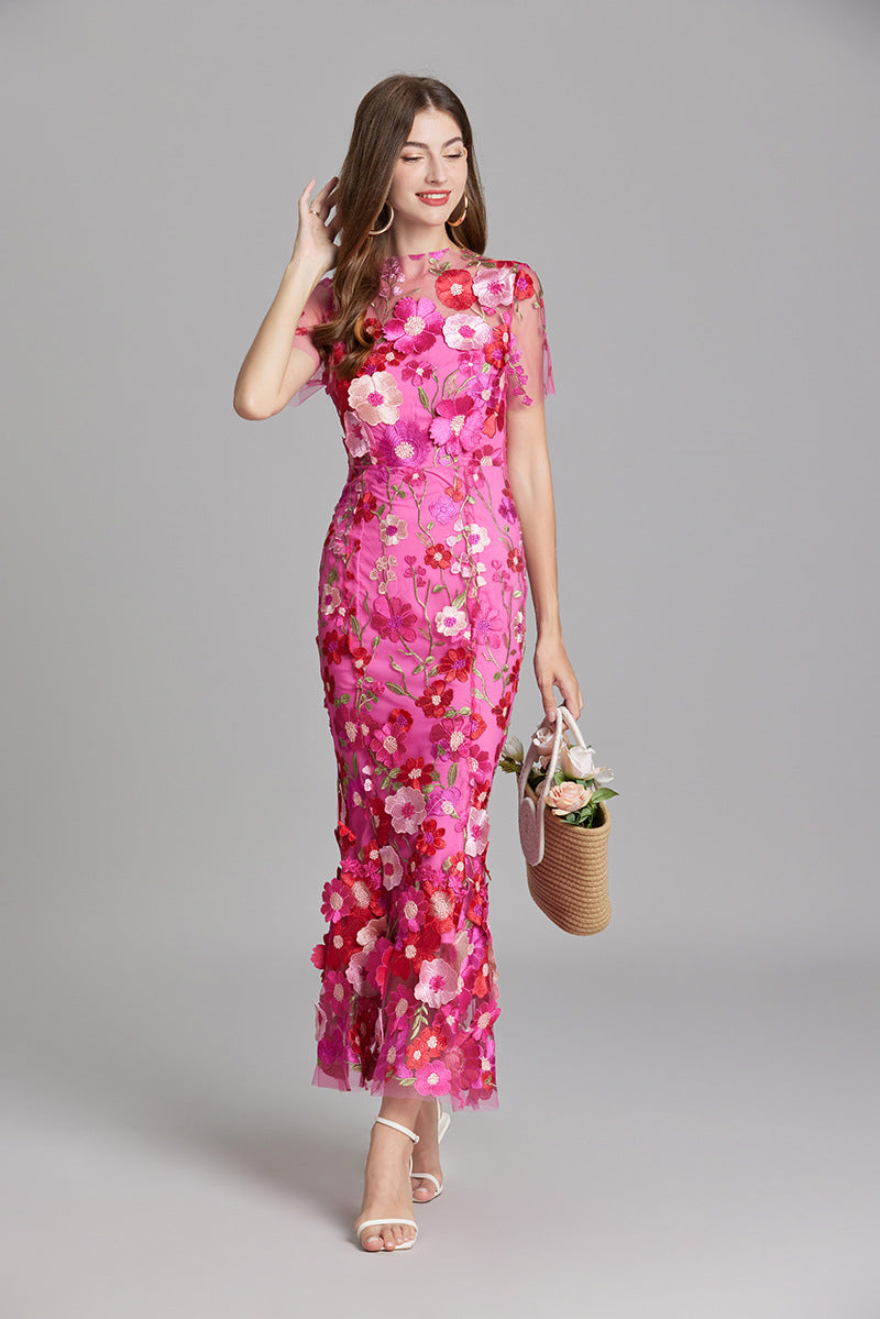 Larissa | Elegant Sheer Mesh Wedding Guest Cocktail Dress