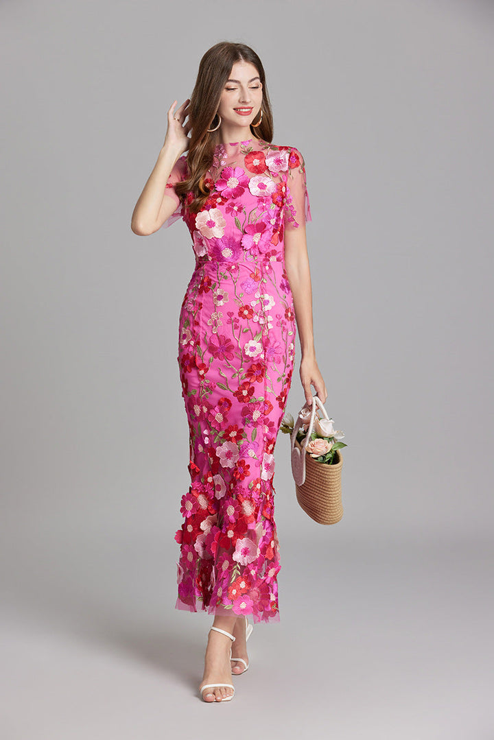 Larissa | Elegant Sheer Mesh Wedding Guest Cocktail Dress