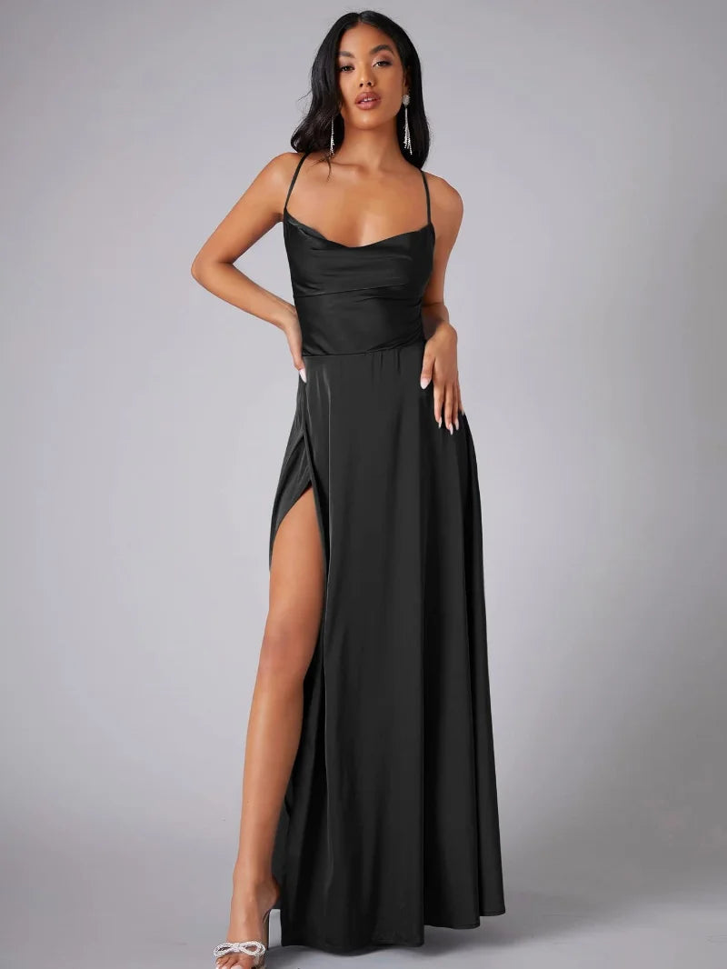 Bella | Satin Split Evening Maxi Dress