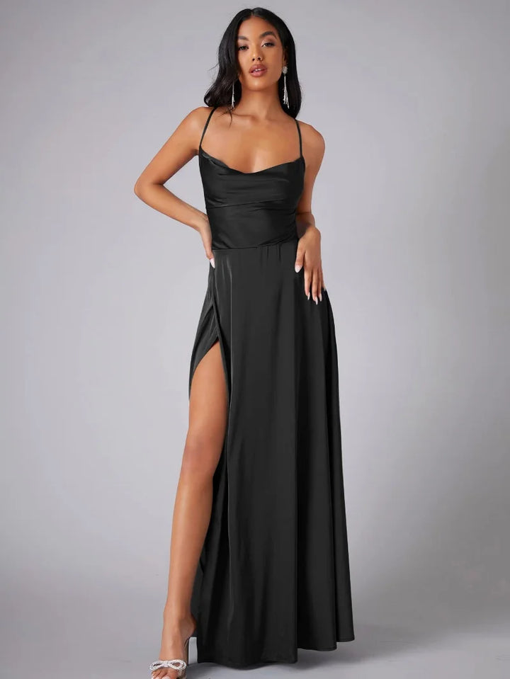 Bella | Satin Split Evening Maxi Dress