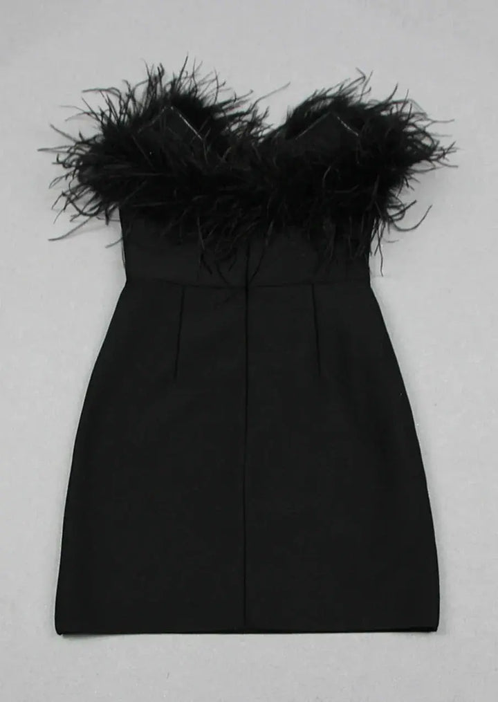 Anika | Feather Trim Cocktail Mini Dress