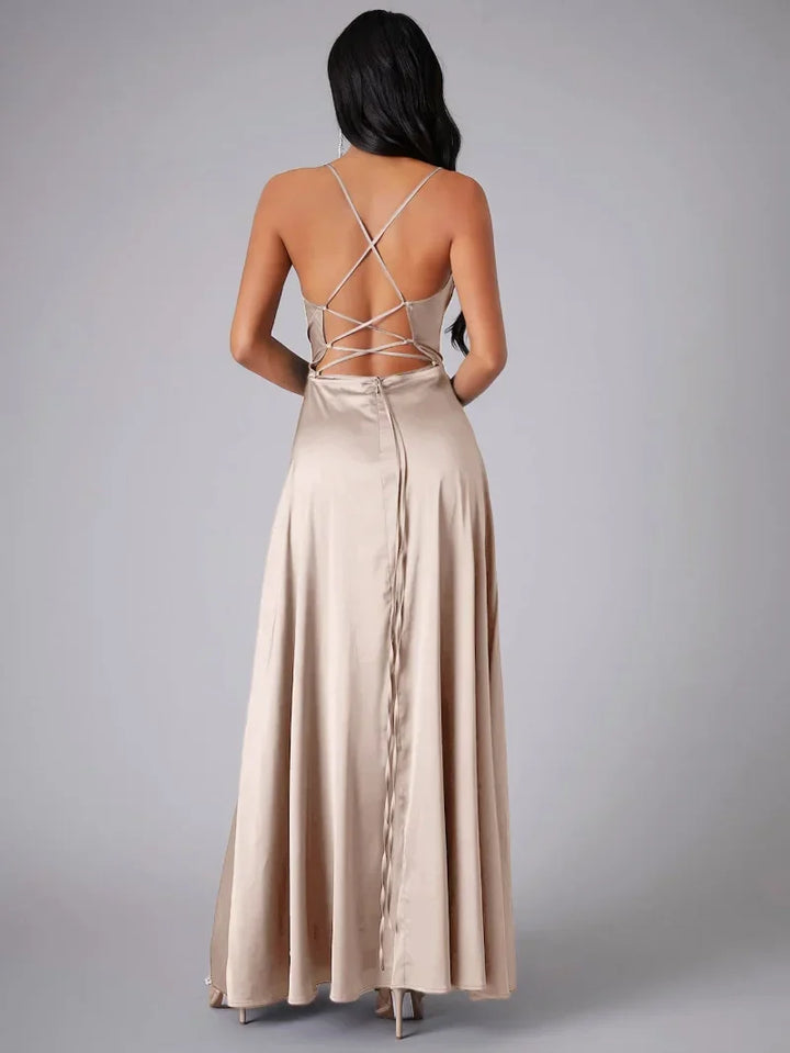 Bella | Satin Split Evening Maxi Dress