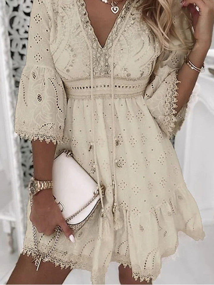 Arabella | Broderie Lace Boho Mini Dress
