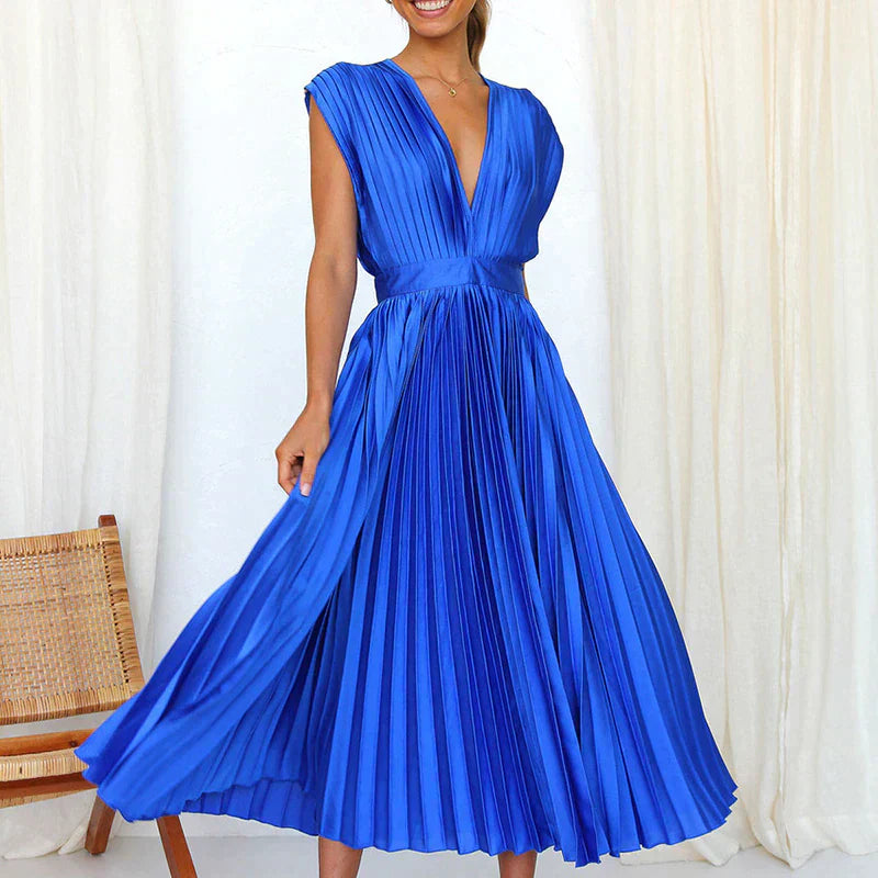 Eliana | Flowing Pleated Occasion Midi Dress