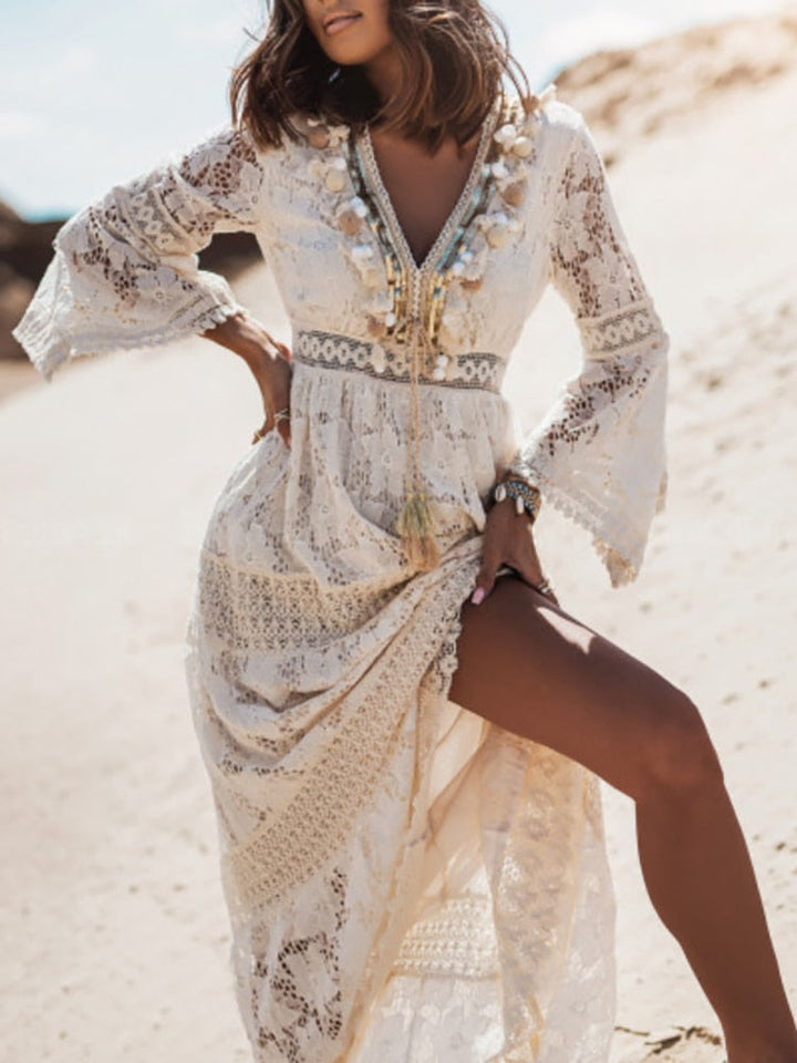 Women's Boho Lace Maxi Dress
