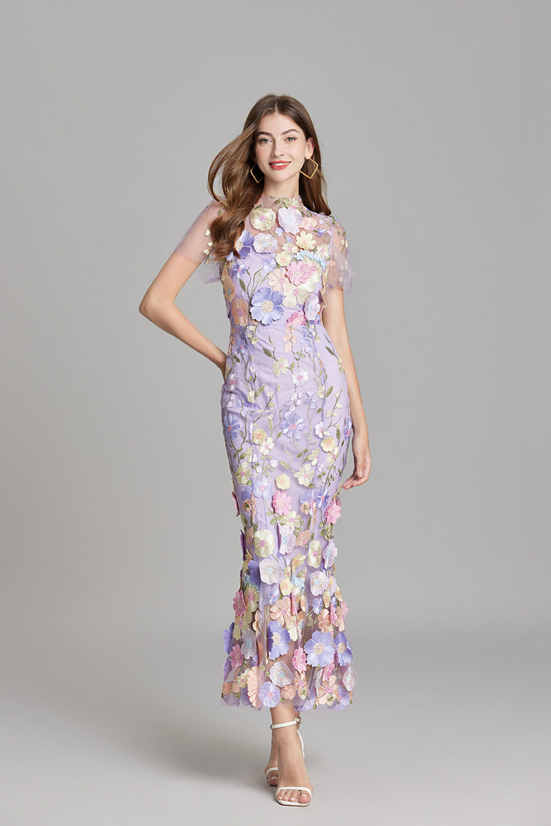 Larissa | Elegant Sheer Mesh Wedding Guest Cocktail Dress