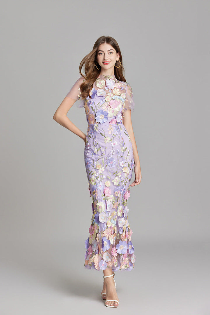 Larissa | Elegant Sheer Mesh Wedding Guest Cocktail Dress
