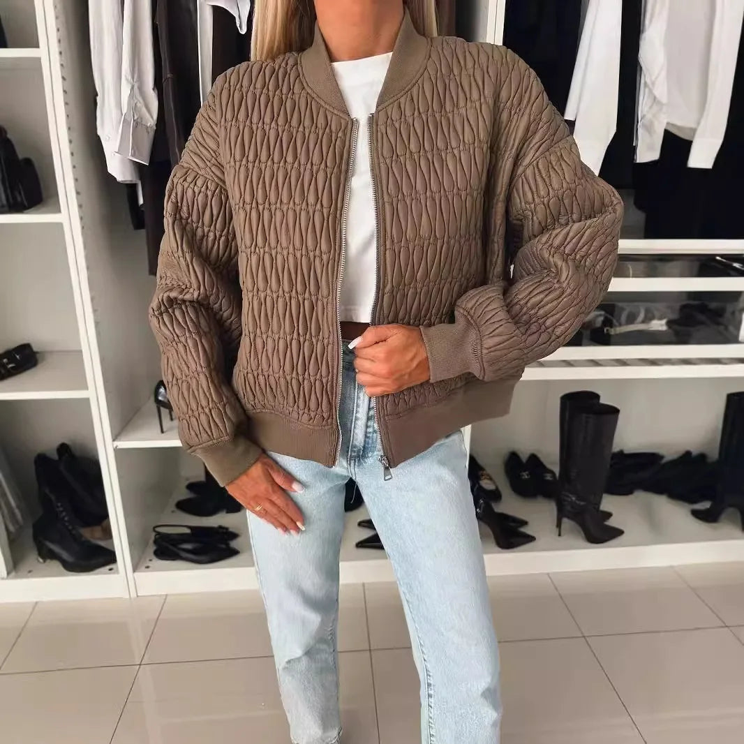 Sophie | Textured Quilted Bomber Jacket