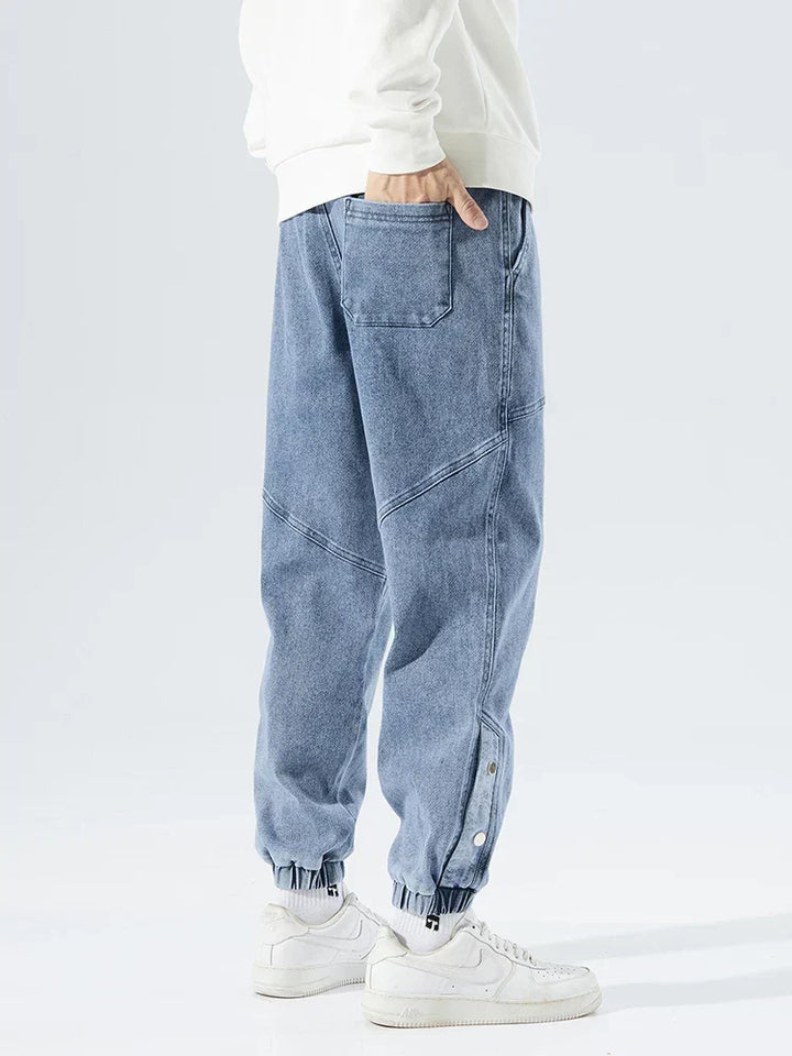Men's Denim Jogger Jeans with Ribbed Cuff