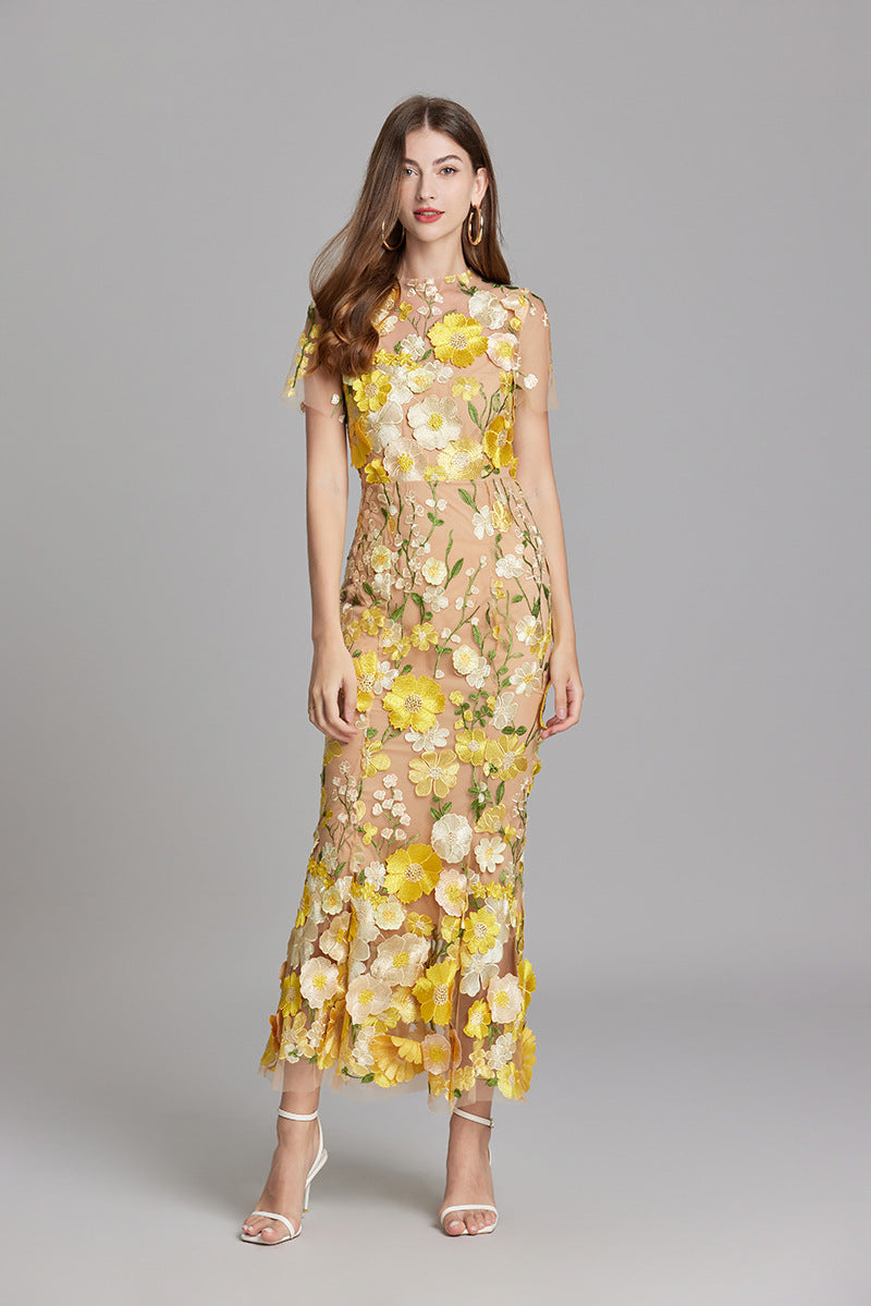 Larissa | Elegant Sheer Mesh Wedding Guest Cocktail Dress