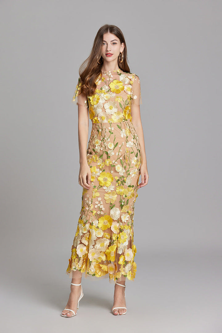 Larissa | Elegant Sheer Mesh Wedding Guest Cocktail Dress