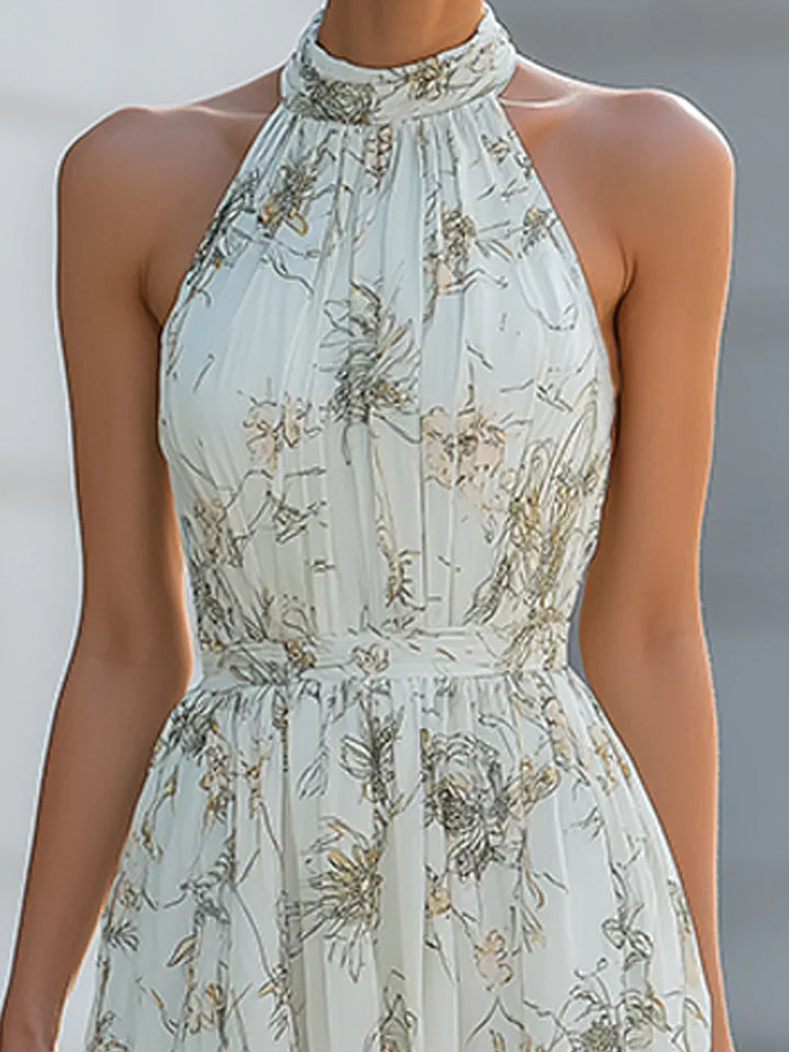 Women's Floral Maxi Dress with Halter Neck