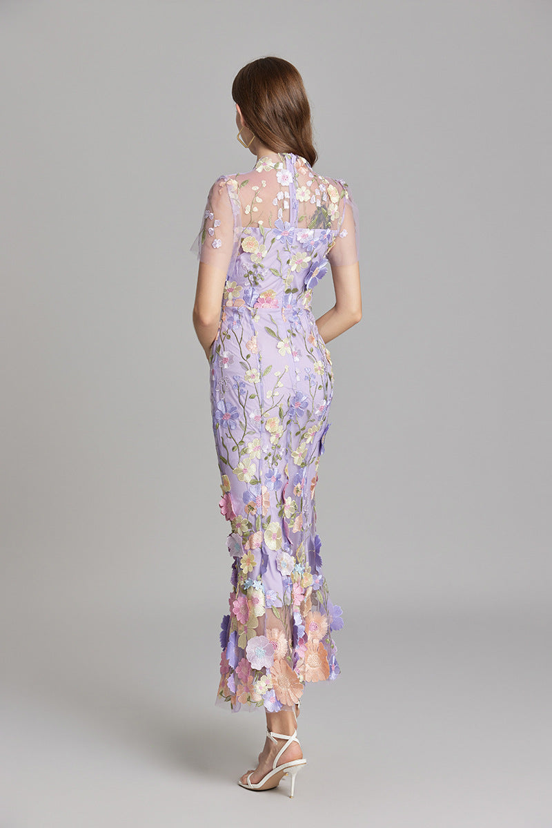 Larissa | Elegant Sheer Mesh Wedding Guest Cocktail Dress
