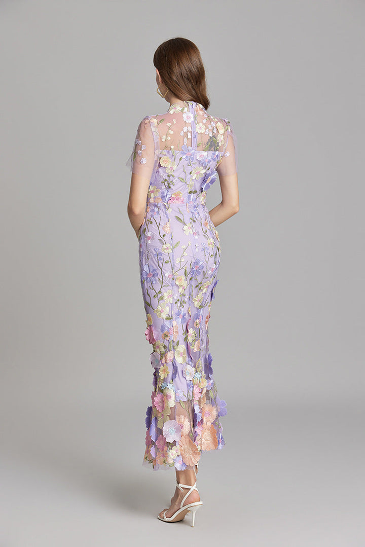 Larissa | Elegant Sheer Mesh Wedding Guest Cocktail Dress
