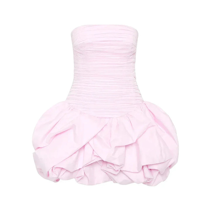Alessia | Floral Strapless Bubble Hem Mini Dress