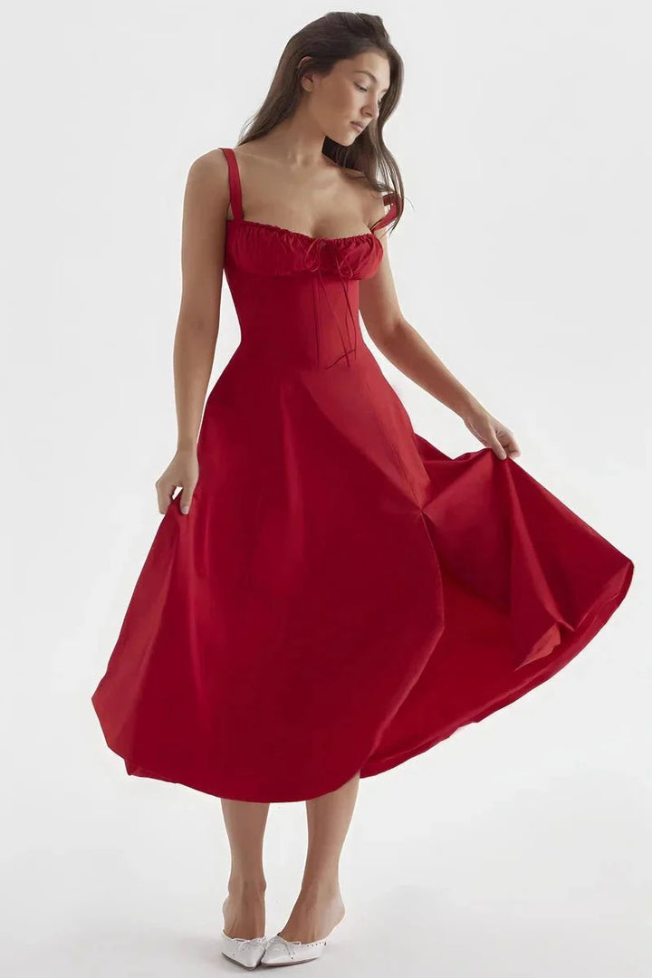Sweetheart Neck Floral Midi Dress