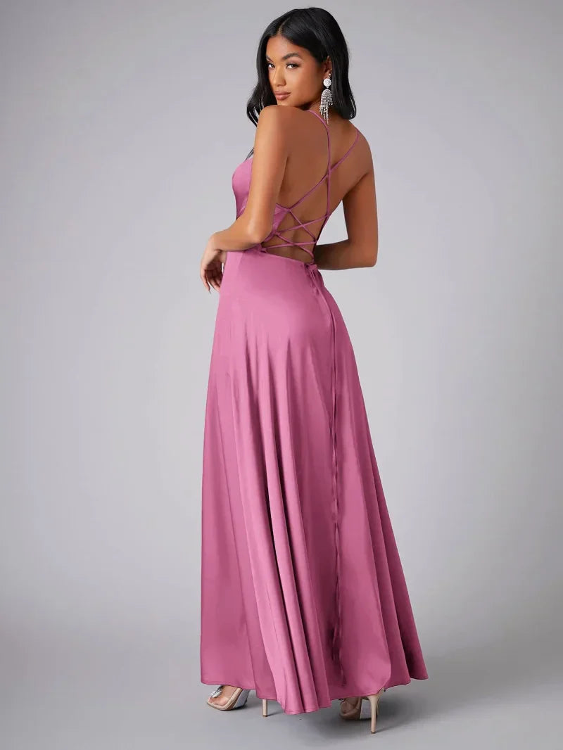 Bella | Satin Split Evening Maxi Dress