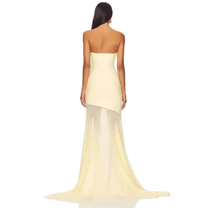 Alessia | Strapless Sheer Evening Maxi Dress