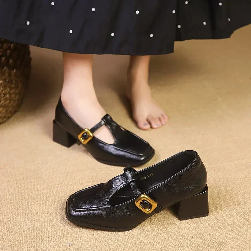 Womens Block Heel Mary Janes