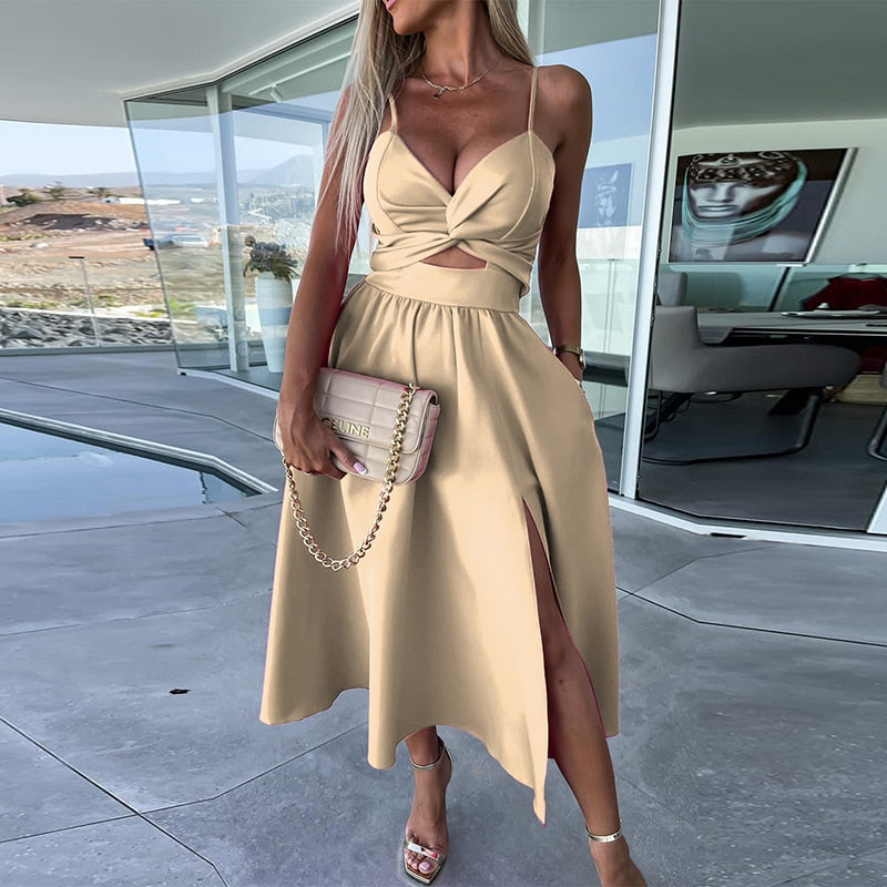 Isabella | Twist Front Occasion Midi Dress